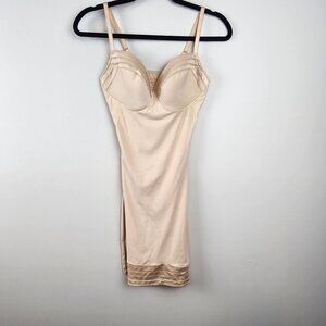Assets by Spanx sz L women Nude Beige full slip dress adjustable straps
